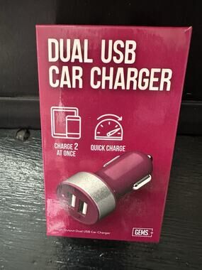Lot of 3 GEMS Dual USB Car Chargers 2.1A 1A Sealed New Old Stock